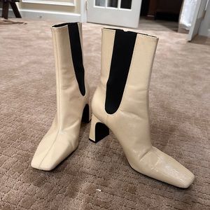 Zara Cream Leather Boots